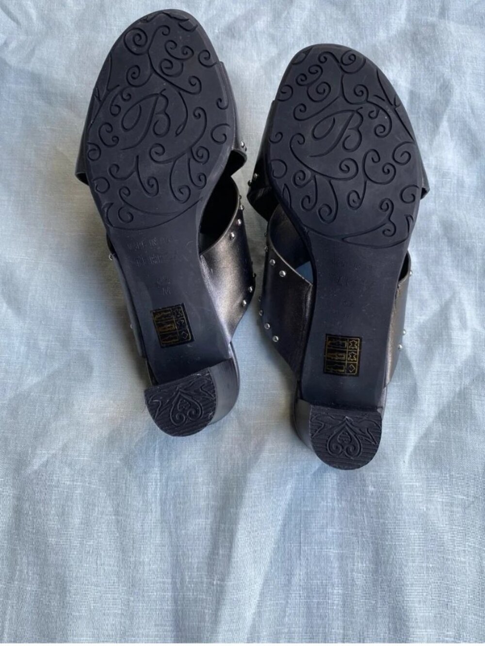 Brighton dark metallic grey criss cross studded heel Teresa sandal - Picture 5 of 10